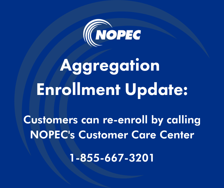 NOPEC logo with Enrollment contact number 